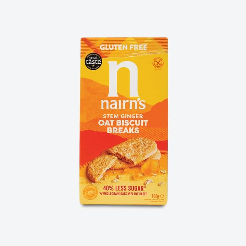 GF Oats & Stem Ginger Biscuit Breaks 160g nairn's