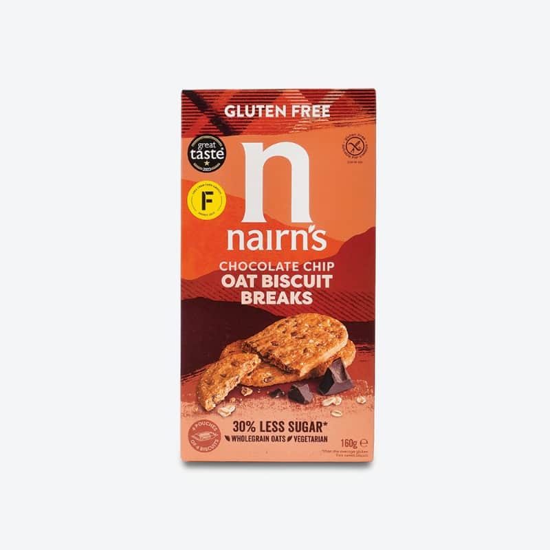 GF Oats & Chocolate Biscuit Breaks 160g nairn's